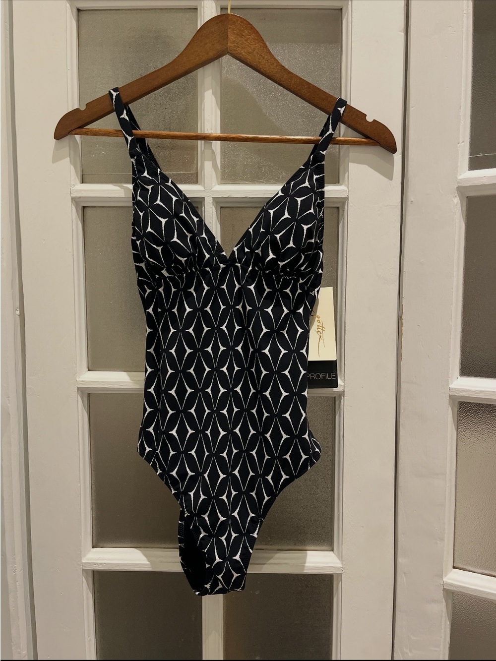 Gottex Black & White Abstract One-Piece Swimsuit